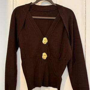 Elegant Burgundy Sweater with Gold Accents